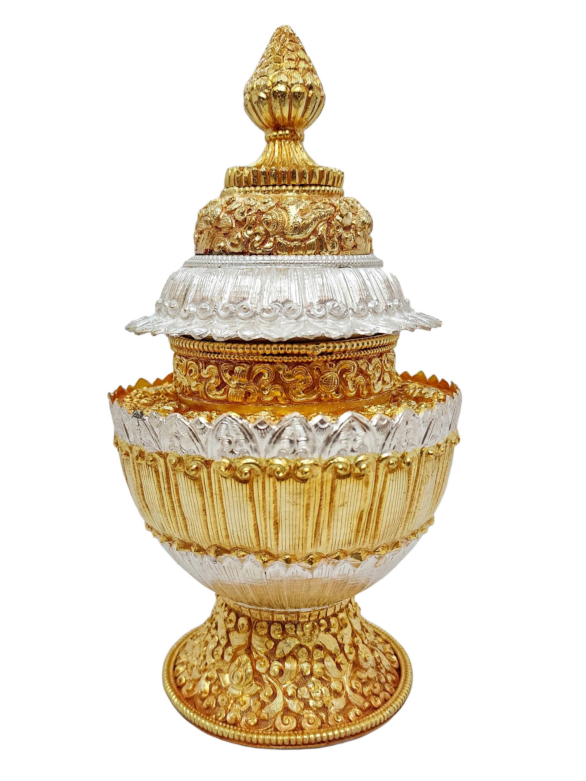 Dophor, Nesi, Vessel For Offering Rice, Gold and Silver Plated, Hand ...