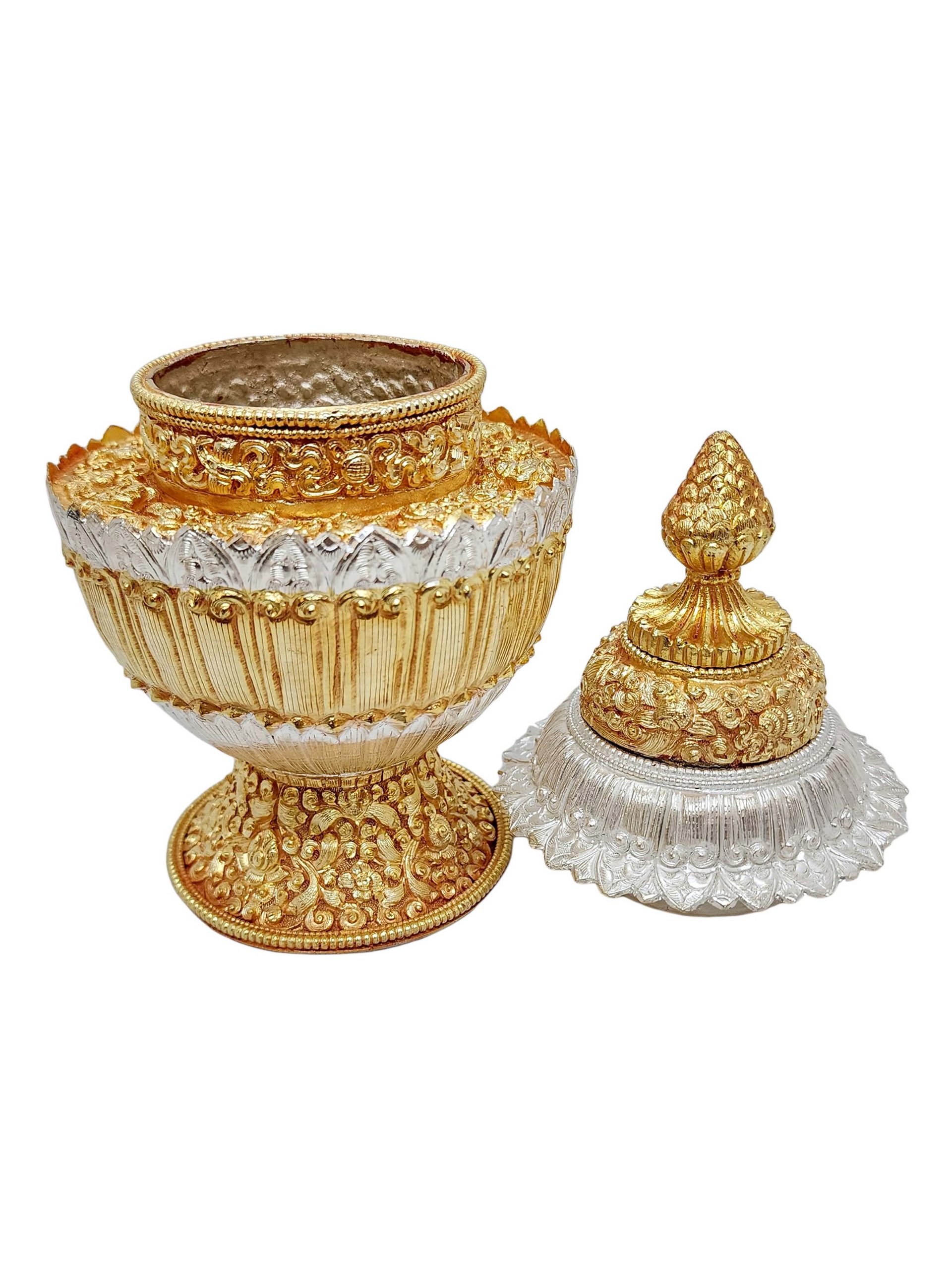 Dophor, Nesi, Vessel For Offering Rice, Gold and Silver Plated, Hand ...
